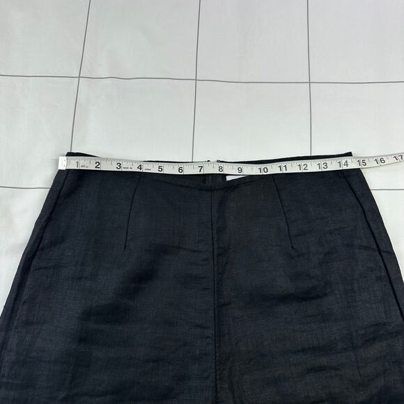 Faithfull the Brand Pants Womens 6 Black Linen Wide Leg Ottavio High Rise Zip Up - Picture 8 of 13